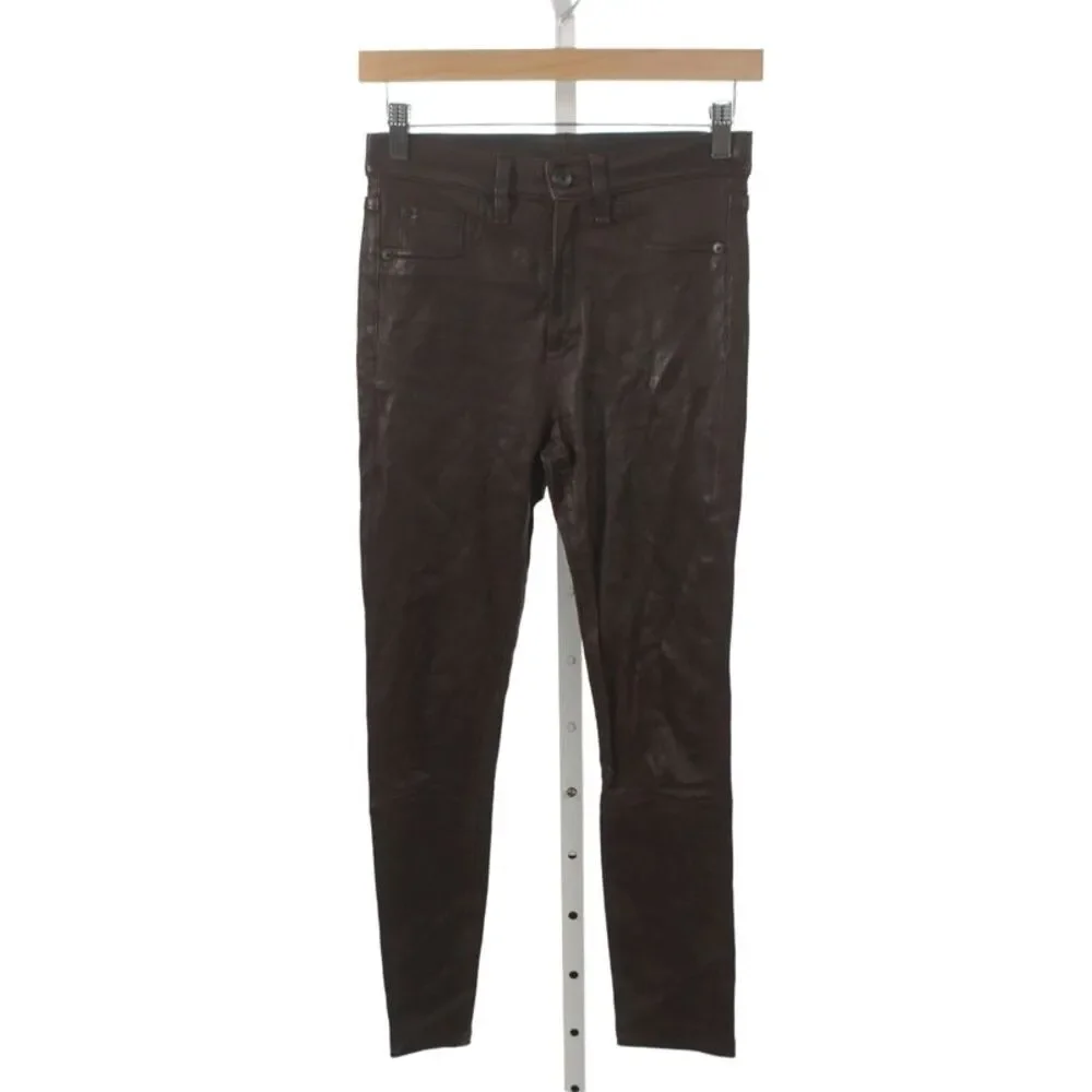 Rag & Bone Jean Women Brown Lamb Leather Jegging Biker Size 25